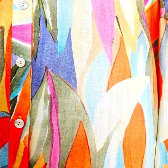 Soft Surroundings 100% Cotton Colorful Abstract Button-Up Women's Shirt Size 1X - Picture 3 of 6